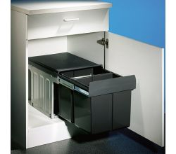 NABER Abfallsorter 32 (2x16) Liter DOUBLE MASTER 2 DS inkl. Rollwagen DS, ab 40 cm Schrankbreite