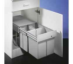 NABER Abfallsorter 32 (2x8 + 16) Liter TRENTA 6 DS mit Rollwagen DS, ab 40 cm Schrankbeite