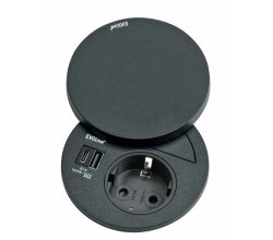 EVOLine Circle80 Hide, mit Schukosteckdose, schwarz matt