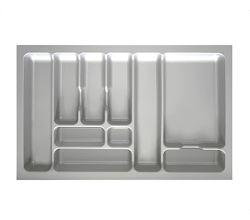 Besteckeinsatz-1, grau 80 cm (B 700-740 x T 440-490 mm) mit 10-Facheinteilung / Besteckeinsatz / Besteckkasten