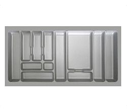 Besteckeinsatz-1, grau 100 cm (B 900-940 x T 440-490 mm) mit 12-Facheinteilung / Besteckeinsatz / Besteckkasten