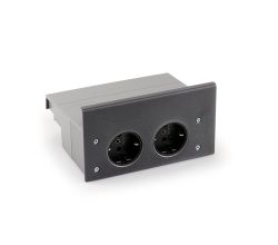 Linero MosaiQ eBoxx-Set Steckdosenanwendung in Graphitschwarz / Steckdosen / Relingsystem / Kesseböhmer