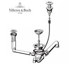 Villeroy und Boch Ab- und Überlaufgarnitur 825210 mit Excenterbetätigung / Ersatzteil / Überlaufventil / Ablauf
