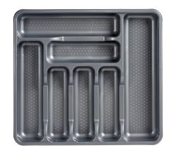 Kinvara Kunststoff-Besteckkasten 7 Fächer grau, 42,5 x 38,5 x 5 cm / Besteckeinsatz