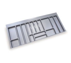 emuca Besteckeinsatz Optima für Schrankbreite 120 cm, Rand schneidbar (B 1104-1136 x T 418-482), Kunststoff, Grau