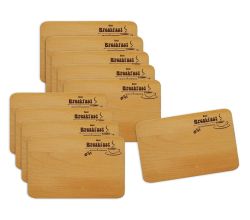 10er SET KESPER 85016 Schneidebrettchen aus Buche - Breakfast, 23 x 15 x 1 cm / Frühstücksbrettchen