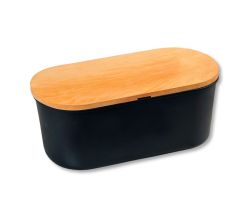KESPER 85091 Brotbox mit Schneidebrett, schwarz / Brotaufbewahrung