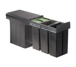 WESCO 857611-72 Abfallsorter 30 (3x10) Liter BIO TRIO 30 DT oriongrau ab 30 cm Schrankbreite