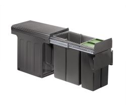 WESCO 885301-72 Abfallsorter 30 (20+10) Liter BIO DOUBLE 30 BM oriongrau inkl. Biodeckel, ab 30 cm Schrankbreite