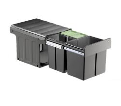 WESCO 887821-72 Abfallsorter 32 (16 + 2x8) Liter TRIO MASTER 40 DT oriongrau ab 40 cm Schrankbreite