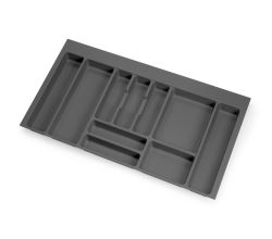 emuca Besteckeinsatz Optima für Schrankbreite 90 cm, Rand schneidbar (B 804-836 x T 418-482), Kunststoff, Anthrazitgrau