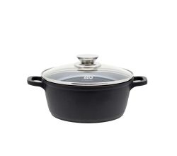 ELO 91556 Alucast - Kochtopf Ø 16 cm mit Glasdeckel, 1,3 l, Aluguss, induktionsfähig / Topf
