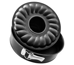 ZENKER Springform mit Flach- und Rohrboden, 24 cm mit Antihaftbeschichtung / Serie Black Metallic / Backform / Kuchenform