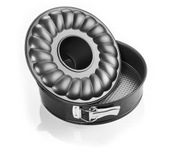 ZENKER Springform mit Flach- und Rohrboden, 18 cm mit Antihaftbeschichtung / Serie Black Metallic / Backform / Kuchenform