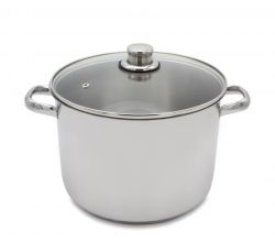 Karl Krüger A26 Allzwecktopf Edelstahl mit Glasdeckel 26 cm, Inhalt 10 Liter / Kochtopf / INDUKTION