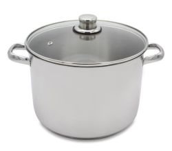Karl Krüger A28 Allzwecktopf Edelstahl mit Glasdeckel 28 cm, Inhalt 12 Liter / Kochtopf / INDUKTION