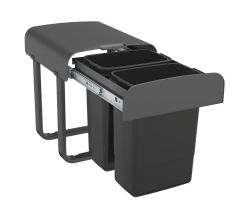 EKOTECH Abfallsammler ALADIN 14 (2x7) Liter mit Vollauszug, Orion Grey / ab 40 cm Schrankbreite / Abfalleimer
