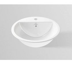 Alape EB.S450H Einbaubecken, kreisförmig, Ø 450 mm, innen und außen glasiert, Weiß, mit Hahnloch und Überlauf / Waschtisch / Waschbecken