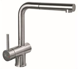 AquaCucina 45008-E Armatur LAGO S Edelstahl matt gebürstet mit ausziehbarem Auslauf / Küchenarmatur / Einhebelmischer