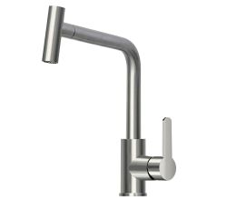 AquaCucina SF1 Armatur 55507-S in EDELSTAHLOPTIK mit herausziehbarer Brause / Küchenarmatur / Einhebelmischer