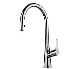 AquaCucina 89076-ESO Armatur CAB in EDELSTAHLOPTIK mit Zugauslauf / Küchenarmatur / Einhebelmischer