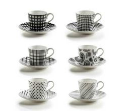 ART DECO Bone China Porzellan Espressotasse mit Untere in verschiedenen Dekors / Maxwell und Williams / Espresso / Espressotasse / Untere