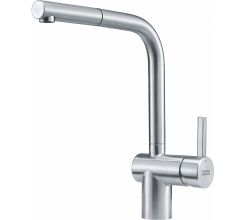 FRANKE Niederdruck Armatur ATLAS Neo Window EDELSTAHL mit Zugauslauf / Einhebelmischer