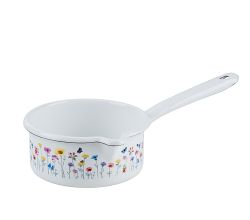RIESS 0036-070 Stielkasserolle mit großem Ausguss, 0,75 L, Emaille, Sonderedition FLORA / Stieltopf