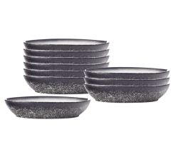 10er SET Maxwell & Williams AX0262 CAVIAR GRANITE Schale oval, 20 x 14 cm, Premium-Keramik