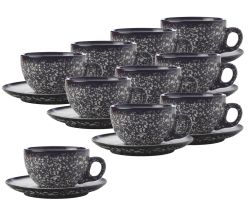 10er SET Maxwell & Williams AX0358 CAVIAR GRANITE Tasse mit Untertasse, Premium-Keramik