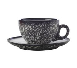 Maxwell & Williams AX0358 CAVIAR GRANITE Tasse mit Untertasse, Premium-Keramik