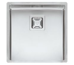 Reginox Elite Spüle TEXAS 40 x 40 (L) R10 mit Ab- und Überlaufgarnitur in Handbetätigung / Flächenbündig / Flacheinbau / Unterbau