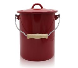 Karl Krüger M3R Mülleimer mit Deckel 3 Liter aus Haushaltemaille in Rot