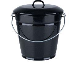 RIESS 0361-022 Eimer mit Deckel,10 L, Emaille, Ø 28 cm