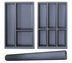 Besteckeinsatz SEPARADO 550 + Flex-Einsatz SEPARADO 550 SET Schiefergrau B 300 x T 474 mm inkl. 1 Trenner und 1 Antirutschmatte / Mehrzweckeinsatz
