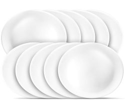 10er SET CreaTable - ITALIAN PARTY - Steakteller WHITE oval 30 cm aus Opalglas