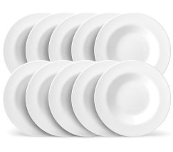10er SET CreaTable - ITALIAN PARTY - Pastateller WHITE 29 cm aus Opalglas