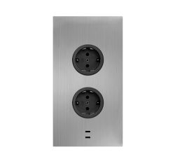 CARESSI Energie-Ecksäule 2ST20/USB EDELSTAHL mit 2x USB-C / Mehrfachsteckdose