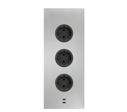 CARESSI Energie-Ecksäule 3ST29/USB EDELSTAHL mit zwei USB-C Ports / Mehrfachsteckdose