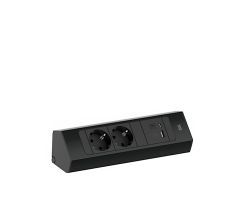 BACHMANN CASIA 2K in SCHWARZ mit 2 Schuko-Steckdosen und USB A u. C / Deutsche Norm / Steckdose