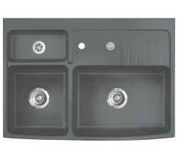 KeraDomo Elementspüle CENTRA 90 für 60 cm AP-Tiefe inkl. Excenterbedienung / systemceram / Keramikspüle