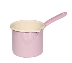 RIESS 0285-006 Schnabeltopf 12 cm mit Stiel, 1 L, Emaille, Bunt/Pastell, Rosa / Milchtopf