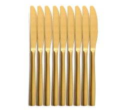 10er SET COMAS 6096 Tafelmesser BARCELONA GOLD Edelstahl 18/10 / PVD-Beschichtung / Gold-Finish
