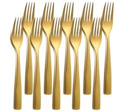 10er SET COMAS 6098 Tafelgabel BARCELONA GOLD Edelstahl 18/10 / PVD-Beschichtung / Gold-Finish