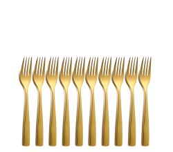 10er SET COMAS 6099 Kuchengabel BARCELONA GOLD Edelstahl 18/10 / PVD-Beschichtung / Gold-Finish