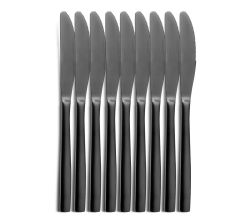 10er SET COMAS 6102 Tafelmesser BARCELONA SCHWARZ Edelstahl 18/10 / PVD-Beschichtung / Black-Finish