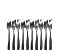 10er SET COMAS 6105 Kuchengabel BARCELONA SCHWARZ Edelstahl 18/10 / PVD-Beschichtung / Black-Finish