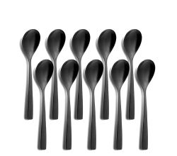 10er SET COMAS 6106 Kaffeelöffel BARCELONA SCHWARZ Edelstahl 18/10 / PVD-Beschichtung / Black-Finish