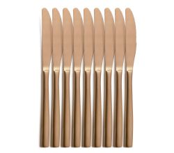 10er SET COMAS 6108 Tafelmesser BARCELONA KUPFER Edelstahl 18/10 / PVD-Beschichtung / Kupfer-Finish