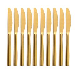 10er SET COMAS 6350 Dessertmesser BARCELONA GOLD Edelstahl 18/10 / PVD-Beschichtung / Gold-Finish